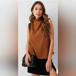 BNWOT Mock-Neck Draped Blouse